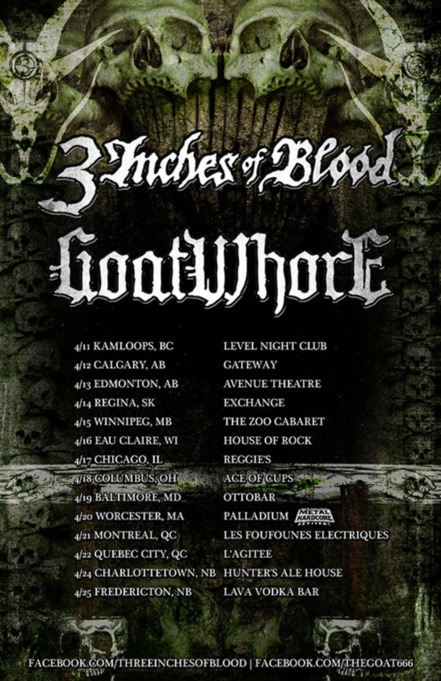 GOATWHORE announces co headline tour with 3 INCHES OF BLOOD
