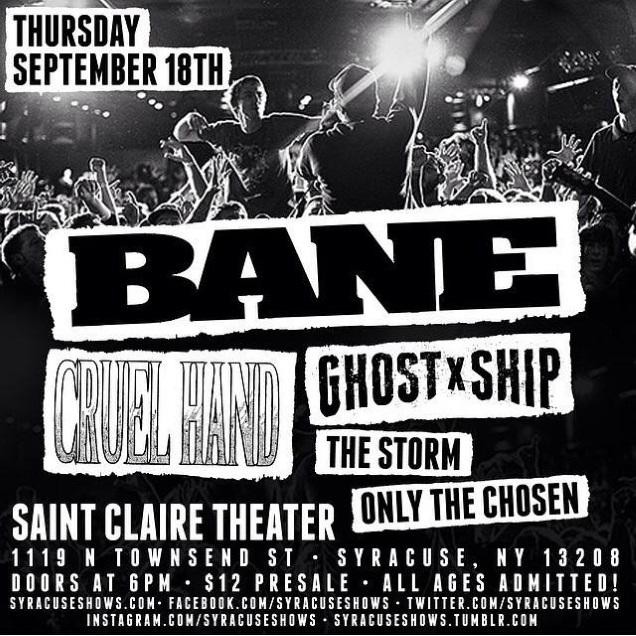 CRUEL HAND with BANE in September