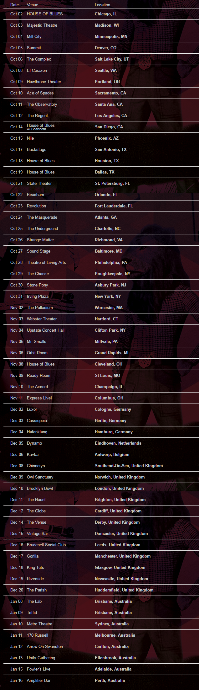 EVERY TIME I DIE on tour